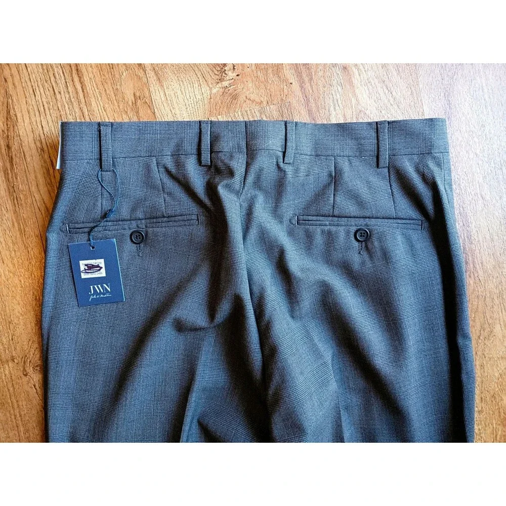 John W. Nordstrom JWN Glen Plaid Wool Dress Pants 32W Traditional Fit